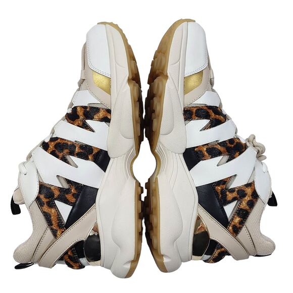 Michael Kors Sneakers Womens Sz 10 Ecru Hero Trainer Animal Print Small Air Mesh - Picture 10 of 16